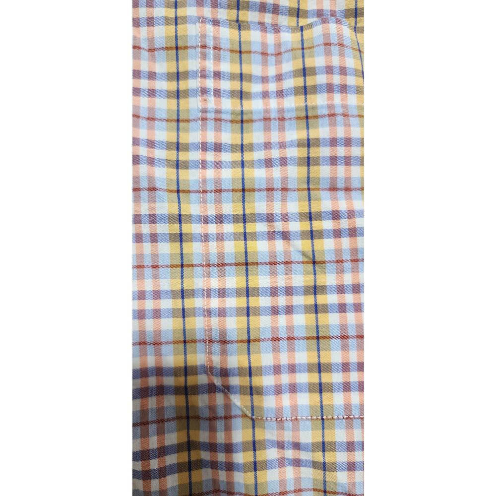 Scott Barber Plaid Button Down Shirt Men’s Large Blue Yellow Long Sleeve - Picture 5 of 13